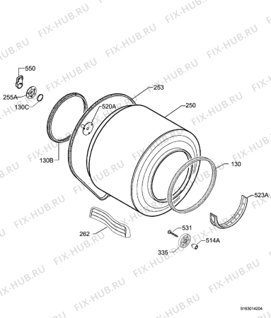 Взрыв-схема сушильной машины Faure FTE130 - Схема узла Functional parts 267